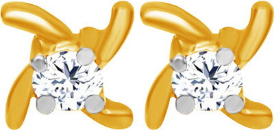 40% OFF on JacknJewel Lulu Single Stone 14K Yellow Gold Plated 14 K Diamond Gold Stud Earring