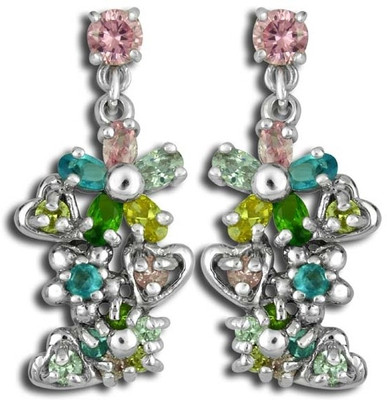 30% OFF on Exxotic Jewelz Floral Rhodium Plated Silver Drop Earring