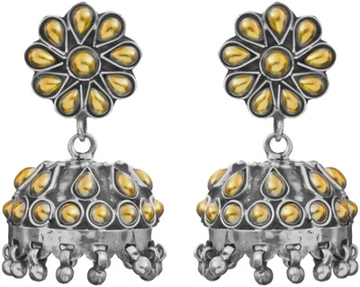 15% OFF on Exotic India Designer Sterling Silver Jhumki Earring