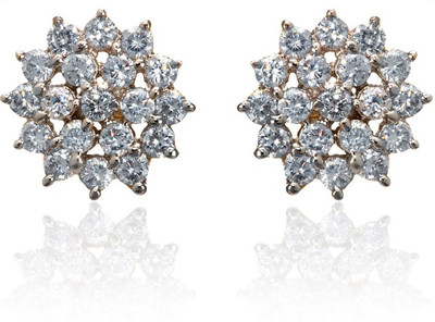 70% OFF on Dhruvi Creation By Zaveri Pearls 22K Yellow Gold, Rhodium Plated K Cubic Zirconia Brass Stud Earring