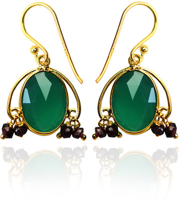 30% OFF on Exxotic Jewelz Stunning Fashion 22K Yellow Gold Plated Onyx Silver Dangle Earring