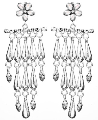 16% OFF on Exotic India Designer Pearl Sterling Silver Chandelier Earring