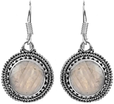 16% OFF on Exotic India Rainbow Moonstone Sterling Silver Dangle Earring