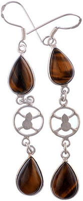 16% OFF on Exotic India Tiger Eye Agate Sterling Silver Dangle Earring