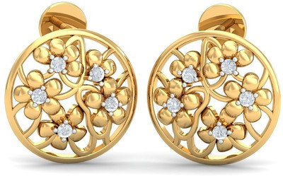 24% OFF on Aurobliss.com Blossomed White Beauty 18 K Cubic Zirconia Yellow Gold Stud Earring