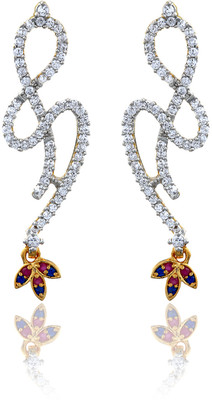66% OFF on Dhruvi Creation By Zaveri Pearls 22K Yellow Gold, Rhodium Plated K Cubic Zirconia Brass Drop Earring