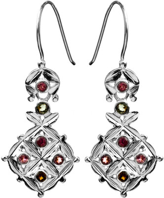 15% OFF on Exotic India Designer Tourmaline Sterling Silver Dangle Earring