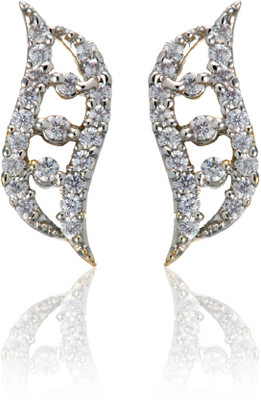 69% OFF on Dhruvi Creation By Zaveri Pearls 22K Yellow Gold, Rhodium Plated K Cubic Zirconia Brass Stud Earring