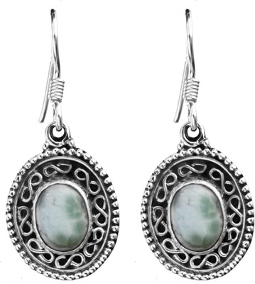 16% OFF on Exotic India Larimar Oval Sterling Silver Dangle Earring