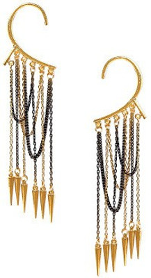 Ayesha Fashion This Statement Ear Cuff Is Embellished With Long Dainty Hanging Chains And Gold-tone Spikess For An Urban Punk Look. Features A Gold-tone Ear Wrap Metal Cuff Earring