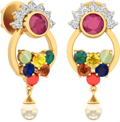 10% OFF on WearYourShine by PCJ The Glain 18 K Diamond, Ruby, Emerald, Sapphire, Coral, Garnet, Cat's Eye Gold Drop Earring