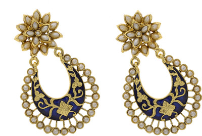 62% OFF on Prisha Season Trends Silver Plated Pearl, Cubic Zirconia Alloy, Silver Dangle Earring