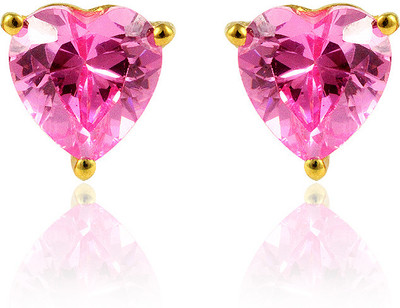 73% OFF on Exxotic Jewelz Contemporary Heart 22K Yellow Gold Plated Cubic Zirconia Silver Stud Earring