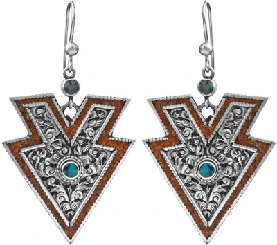 15% OFF on Exotic India Arrow-Head Coral Sterling Silver Dangle Earring