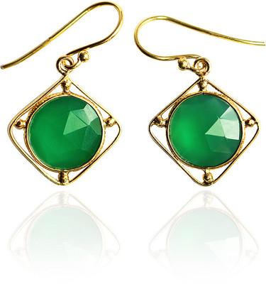 51% OFF on Exxotic Jewelz Fashion Trend 22K Yellow Gold Plated Onyx Silver Dangle Earring