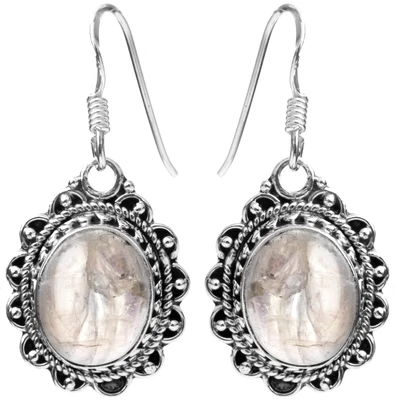 16% OFF on Exotic India Rainbow Moonstone Sterling Silver Dangle Earring