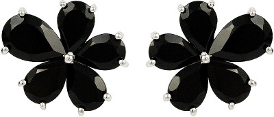70% OFF on Exxotic Jewelz Diva Fashion Rhodium Plated Onyx Silver Stud Earring
