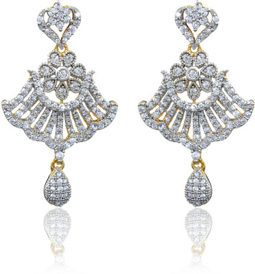 62% OFF on Dhruvi Creation By Zaveri Pearls 22K Yellow Gold, Rhodium Plated K Cubic Zirconia Brass Drop Earring