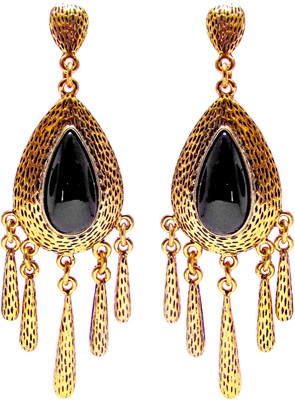 75% OFF on Jewelz Black Golden Metal Drop Earring