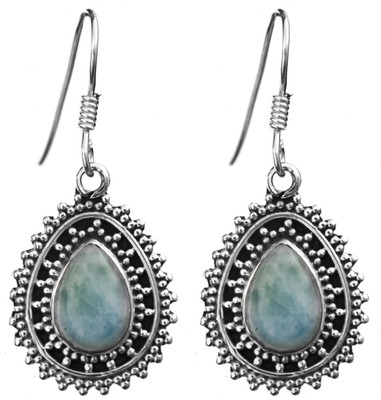 16% OFF on Exotic India Larimar with Granulation Sterling Silver Dangle Earring