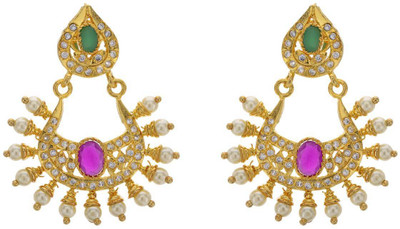 24% OFF on Pearls Cart Stone Studded Traditional Alloy Dangle Earring