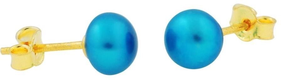 40% OFF on Exxotic Jewelz Blue Pearl 22K Yellow Gold Plated Silver Stud Earring