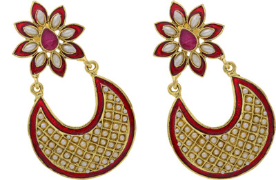 59% OFF on Prisha Season Trends Silver Plated Pearl, Cubic Zirconia Alloy, Silver Dangle Earring