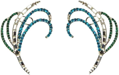53% OFF on Crunchy Fashion Sparkles Of Blue Rhodium Plated Crystal Alloy Cuff Earring