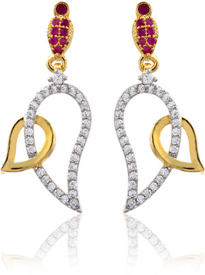 62% OFF on Dhruvi Creation By Zaveri Pearls 22K Yellow Gold, Rhodium Plated K Cubic Zirconia Brass Drop Earring