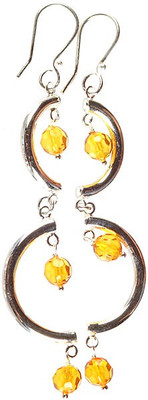 16% OFF on Exotic India Faceted Designer Amber Sterling Silver Dangle Earring