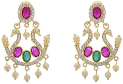 24% OFF on Pearls Cart Stone Studded Traditional Alloy Dangle Earring