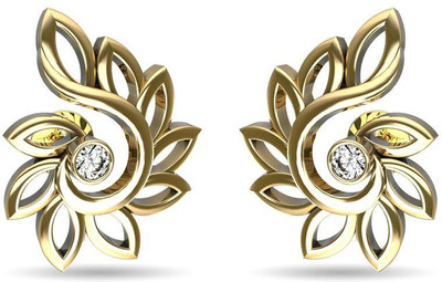 JewelsForum Attractive Branch With Leaves 14 K Diamond Gold Stud Earring JewelsForum Attractive Branch With Leaves 14 K Diamond Gold Stud Earring