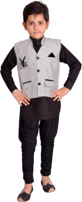 11% OFF on Kabeer Boy's Kurta, Waistcoat and Pyjama Set