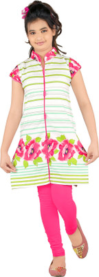 55% OFF on Yellow Dots Girl's Kurti and Legging Set