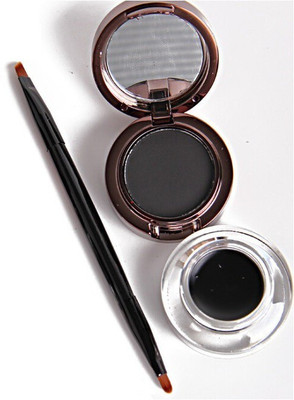 BigZee ADS 2 In 1 Jet Black Eye Liner Gel And Powder Waterproof 24hrs 4 G (Jet Black)
