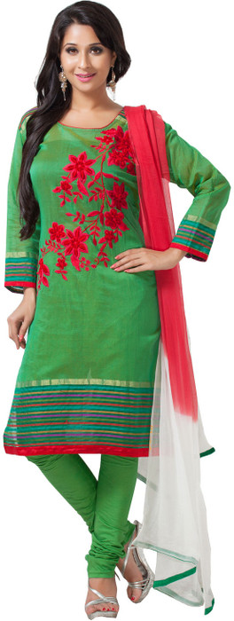 Aapno Rajasthan Cotton, Silk Floral Print Semi-stitched Salwar Suit Dupatta Material Fabric - Unstitched