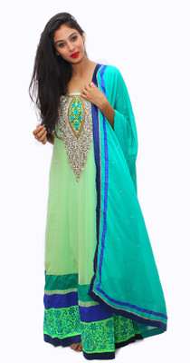 42% OFF on Kosh Georgette Self Design Semi-stitched Salwar Suit Dupatta Material Unstitched