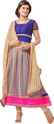 66% OFF on Fabfiza Net Embroidered Semi-stitched Salwar Suit Dupatta Material Unstitched