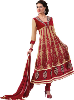 61% OFF on Prafful Georgette Self Design Semi-stitched Salwar Suit Dupatta Material Unstitched