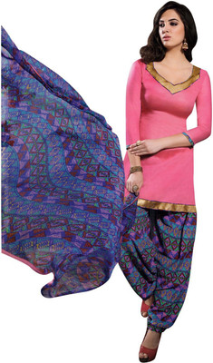 35% OFF on Slassy Cotton, Chiffon Printed, Geometric Print Salwar Suit Dupatta Material Unstitched
