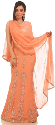 Chhabra 555 Georgette Printed Lehenga Choli Material Unstitched