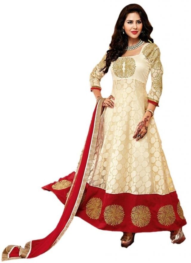 50% OFF on CrazeVilla Georgette Solid Semi-stitched Salwar Suit Dupatta Material Unstitched