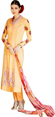 58% OFF on Go Traditional Satin Embroidered Dress/Top Material Unstitched