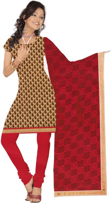 50% OFF on Slassy Chanderi, Chiffon Printed Salwar Suit Dupatta Material Unstitched