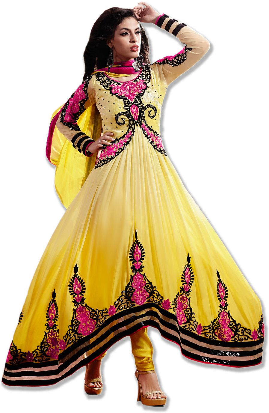 71% OFF on Ethnica By Aarya Synthetic, Georgette Solid Semi-stitched Salwar Suit Dupatta Material Unstitched