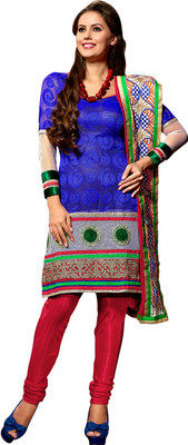32% OFF on Hiva Net Self Design Semi-stitched Salwar Suit Dupatta Material Unstitched