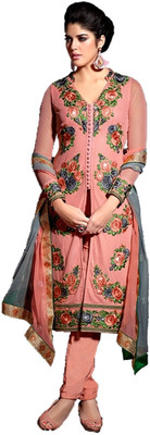 33% OFF on Fuison Net Self Design Semi-stitched Salwar Suit Dupatta Material Unstitched