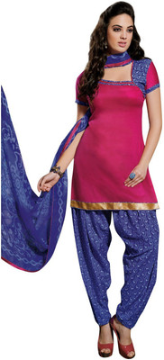 35% OFF on Slassy Cotton, Chiffon Printed, Geometric Print Salwar Suit Dupatta Material Unstitched