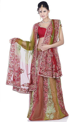 1% OFF on Chhabra 555 Nylon Printed Lehenga Choli Material Unstitched