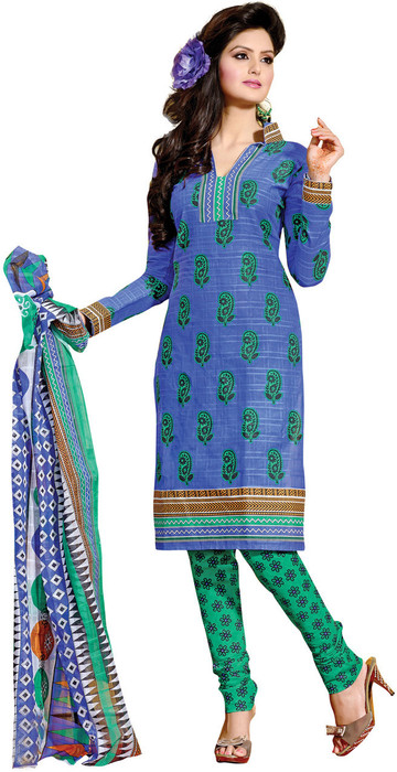 Fabdeal Cotton Floral Print Salwar Suit Dupatta Material Fabric - Unstitched - FABDUYAGX9Z9UZXG